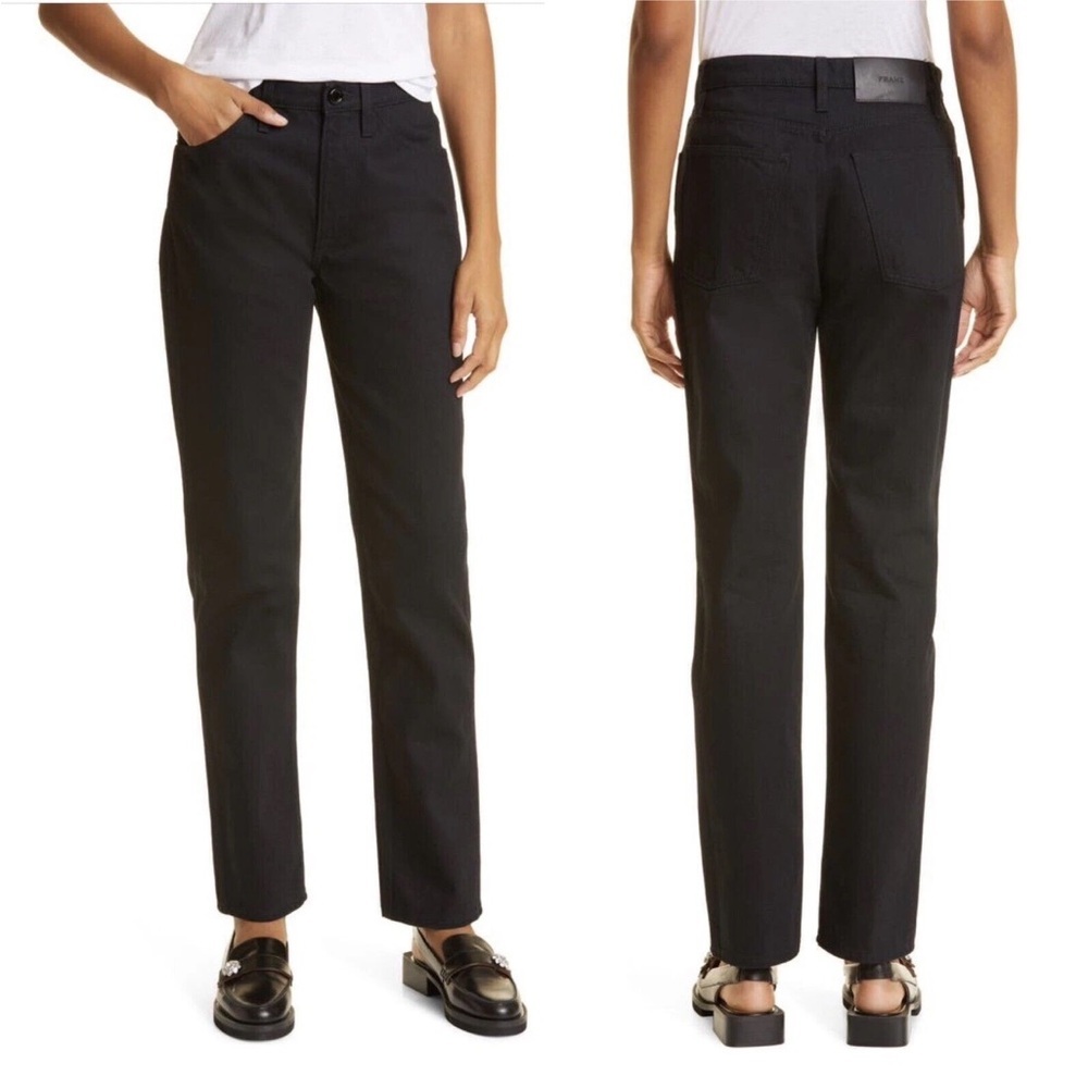Frame Denim Black Straight Leg Jeans